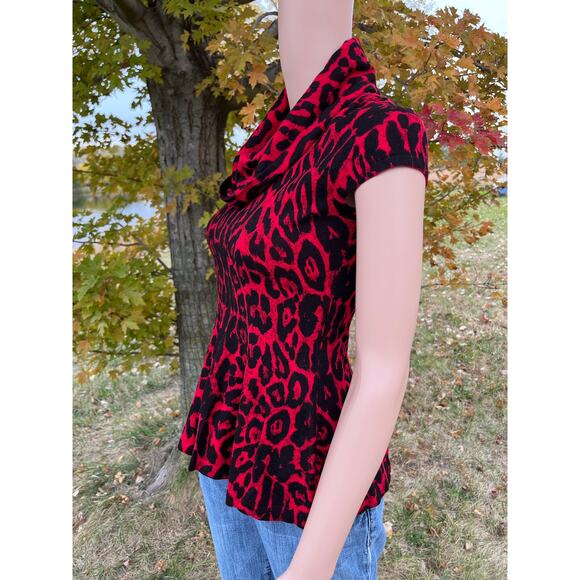 INC Red Leopard Cowl Neck Top - Picture 6 of 6